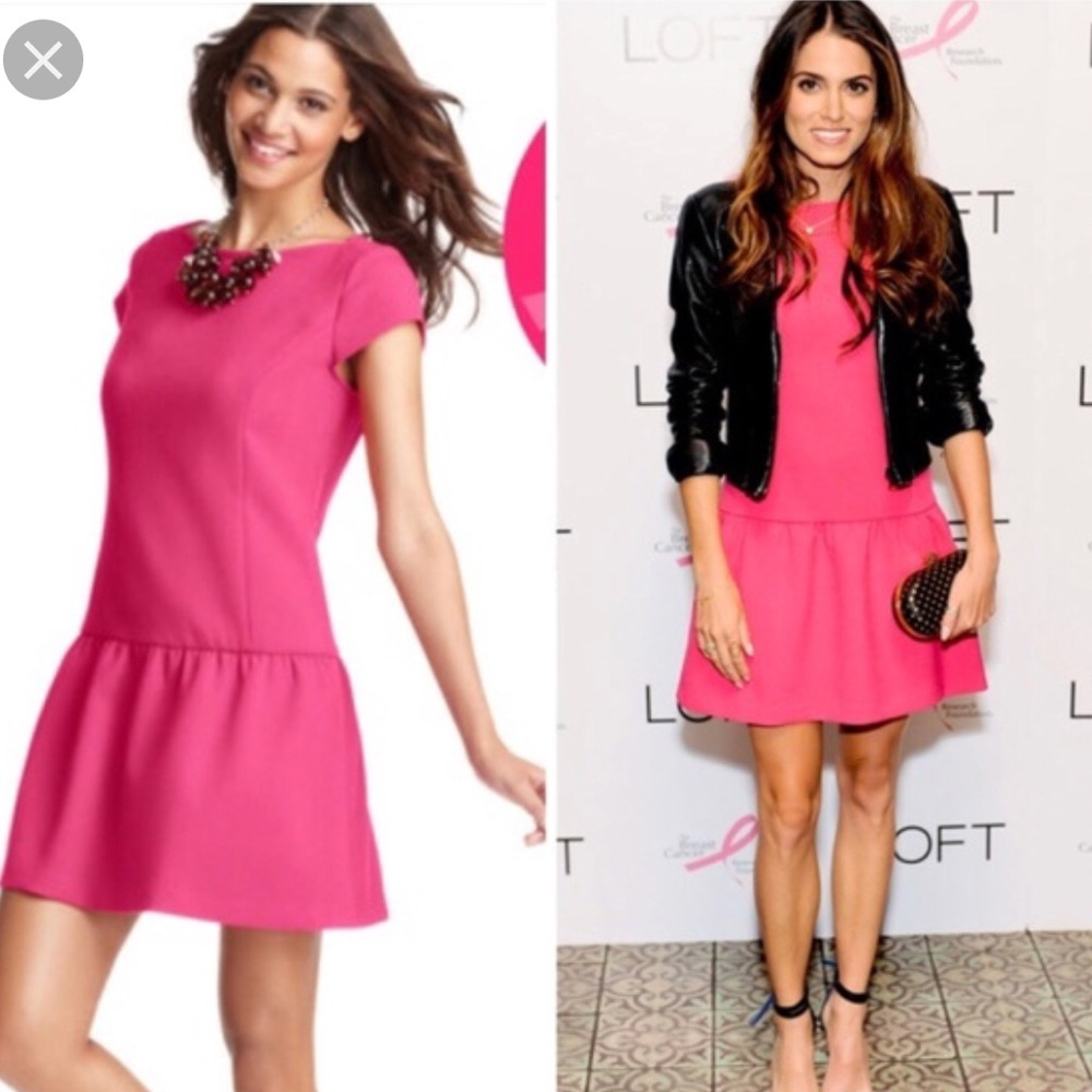 NWOT Ann Taylor Loft pink drop waist dress.